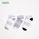 Kids' short socks in stripes and shades of gray