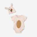 Bebic Puppy Love Bodysuit Set for babies, featuring soft fabric and cute puppy print in pastel colors.
