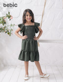 Olive Ruffle Girls Dress