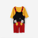 Bebic Mickey Classic Dungaree Set for children, featuring denim overalls with Mickey Mouse print and adjustable straps.