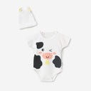 Bebic Happy Cow Hat Set featuring a cute cow-themed clothing set with hat and matching accessories for children.