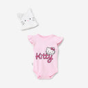 Bebic Kitty Ruffle Hat set featuring a cute ruffled hat and matching clothing for babies, soft and adorable for little ones.