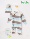 Striped Knit Romper & Hat Set