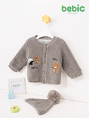 Embroidered Bear Knit Cardigan