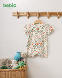 "Sweet Bear & Floral Ribbed Romper"