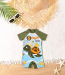 Bebic Sailor Kids Aquatic Swimsuit featuring a navy and white sailor design, suitable for children’s swimming and water activities.