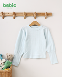 Sky Blue Puff-Sleeve Rib