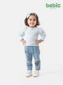 Sky Blue Puff-Sleeve Rib