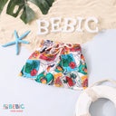 Vintage Stamp Print Swim Shorts