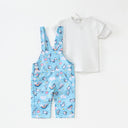 Bebic Sky Unicorn dungaree set for children, featuring a sky-themed unicorn print and adjustable straps on soft fabric.