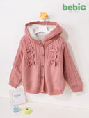 Lined Bow Knit Hoodie Cardigan