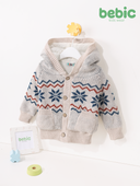 Beige Snowflake Lined Knit Cardigan