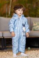 Double-face light blue bear Romper - Bebic