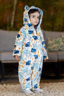 Double-face light blue bear Romper - Bebic