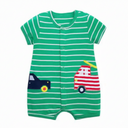 Green Stripes Car Romper - Bebic