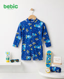 Bebic Time Shark swim set for children, featuring a colorful shark print swim shirt and matching swim trunks.