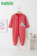 BEBIC Striped Puppy Print Sleepsuit