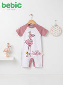Royal Flamingo Bebic clothing featuring vibrant flamingo design on a stylish fabric background.