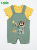 Bebic Safari Joy Set for children, includes colorful clothing with safari animal prints, displayed on a flat surface.