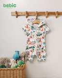 Bebic Space Dino hooded sallopette for children, featuring a playful dinosaur print and soft fabric, ideal for outdoor play.