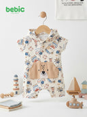 Bebic Nautical Bear Muslin Sallopette, lightweight children's clothing with navy and white nautical print, adjustable straps and soft fabric.