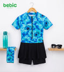 Azure Floral Bloom Swimsuit Set