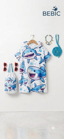 Happy Shark Hoodie Towel