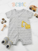 Excavator Stripe Baby Romper