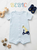 Giraffe Scooter Stripe Romper