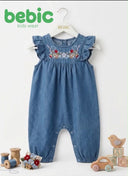 Floral Denim Baby Romper