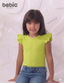 Lime Flutter Ribbed Top
