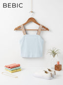 Baby Blue Embroidered Strap Top