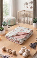 Floral Bee Muslin Baby Blanket
