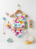 Color Splash Heart Ruffle Bikini Set