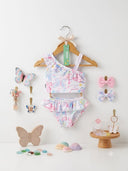 Pastel Butterfly Ruffle Bikini Set