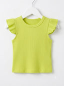 Lime Flutter Ribbed Top