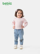 Bebic soft ribbed tee shirt in a neutral color, featuring a classic fit and ribbed fabric for a comfortable casual look