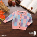 Bebic Dreamy Pastel Check Cardigan, soft knit fabric with pastel plaid pattern, long sleeves, and cozy fit for casual wear