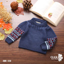 Fair Isle Sleeve Navy Sweater