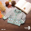 Bebic Zigzag Kitty Pocket Cardigan in soft knit fabric with zigzag pattern and front pockets, casual and stylish clothing for women.